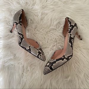 J Crew Leather Embossed Snake Print Heels 8 1/2
